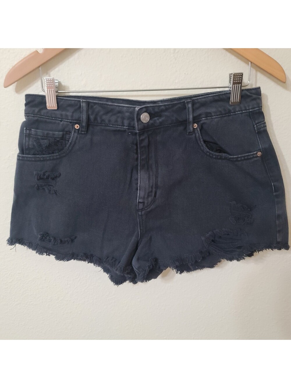 PacSun High Rise Festival Shorts Size 29 Black Distressed Women's